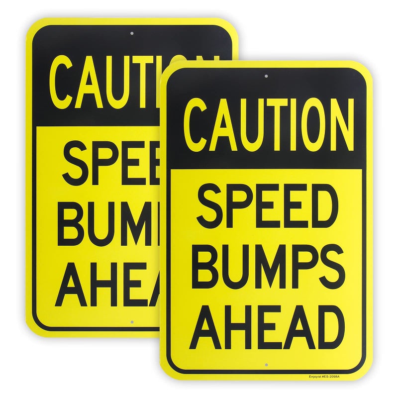 2Pack Large Speed Bumps Ahead Sign 18x 12 040 Aluminum Reflective Sign Rust Free AluminumUV Protected and Weatherproof