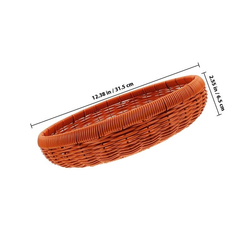 Rustic Plastic Woven Bread Basket 30cm Round Fruit Snack Serving Tray Kitchen Storage Container - Image 3