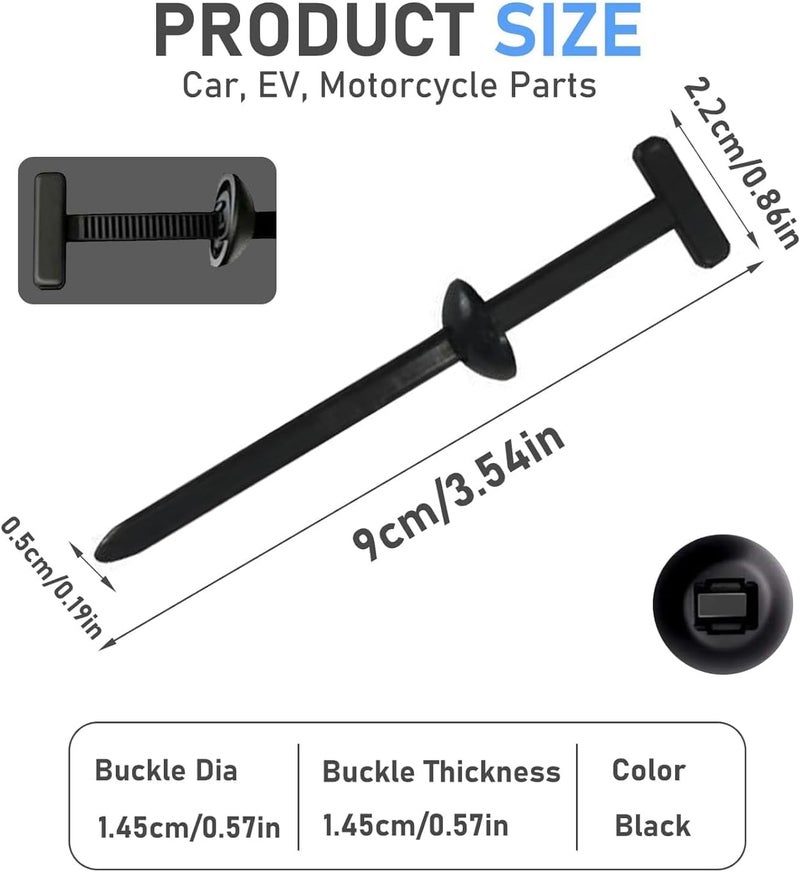 Heavy Duty Nylon Cable Tie Buckles with Self-Locking Pin & Button - 100pcs - Image 3
