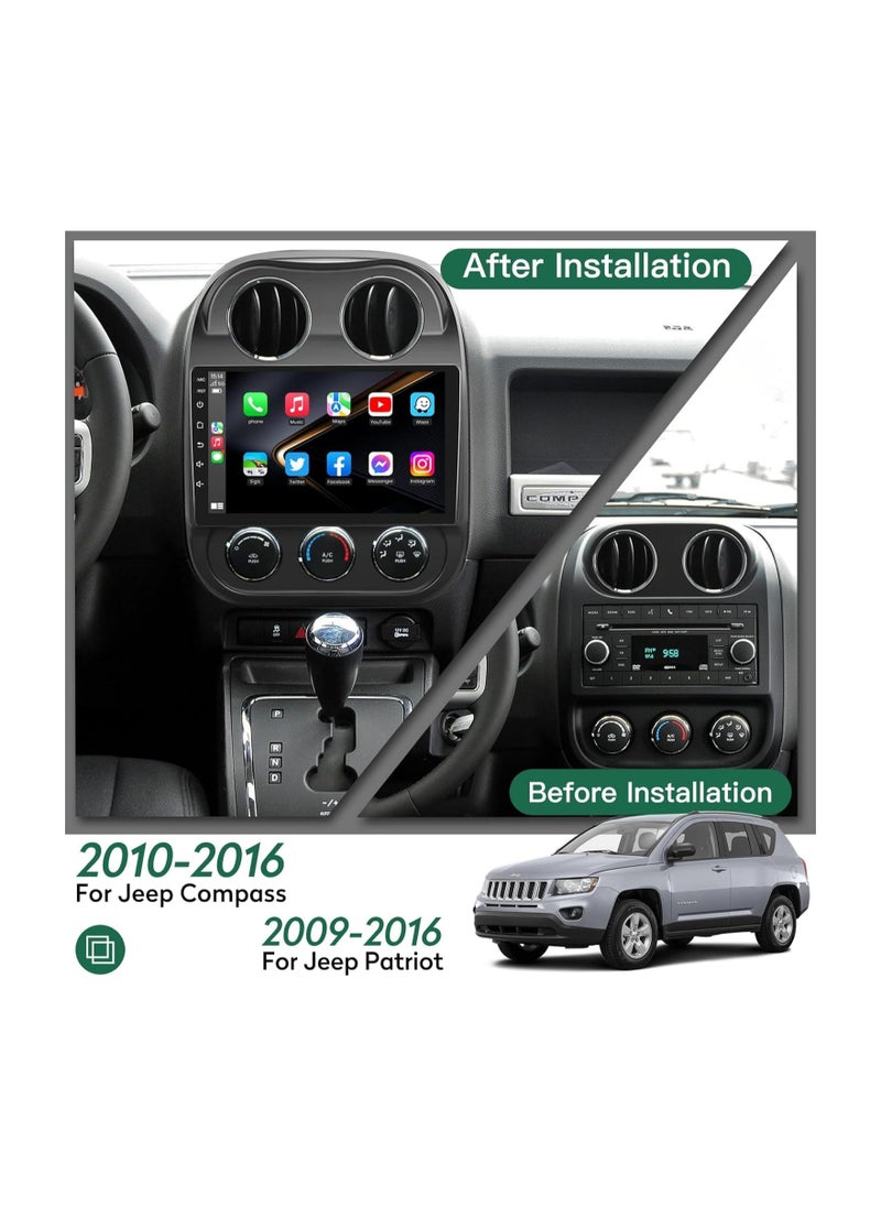 SHEZA STAR - Android Car Stereo for Jeep Patriot Compass 2010 2011 2012 2013 2014 2015 2016 1GB RAM 32GB ROM 10 Inch MirrorLink WiFi BT, IPS Touch Screen with AHD Camera Included - Image 1