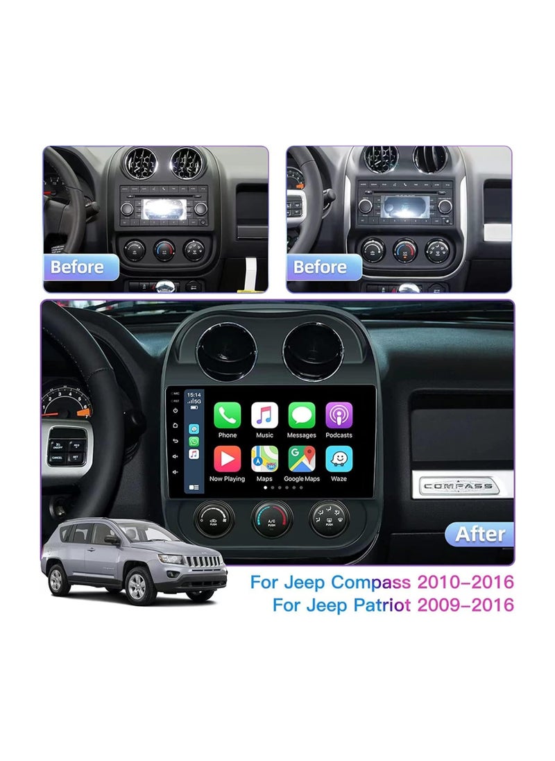 SHEZA STAR - Android Car Stereo for Jeep Patriot Compass 2010 2011 2012 2013 2014 2015 2016 1GB RAM 32GB ROM 10 Inch MirrorLink WiFi BT, IPS Touch Screen with AHD Camera Included - Image 1