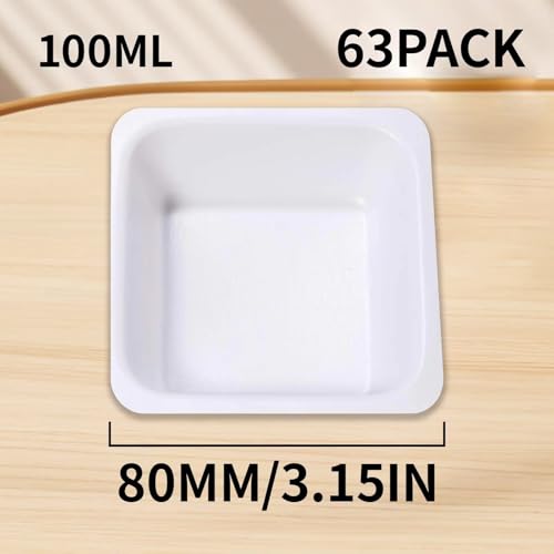 DMwespe Weigh Boats Medium 100ml, 63 Pack Disposable Plastic Trays for Scale, Square Weighing Dishes for Powder Weight, Epoxy, Food Sample Tray Pour Boat, Anti-Static Polystyrene Lab Dish, Container Pans - Image 2