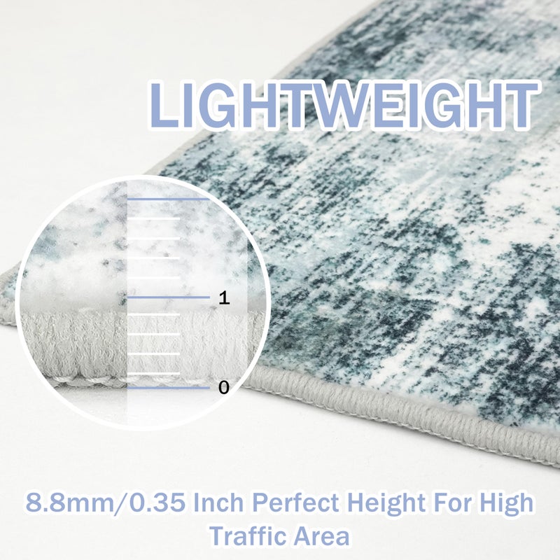 IOHOUZE Abstract Area Rug 3x5 Ft Washable Rugs for Entryway Indoor, Non Slip Kitchen Rug Printed Faux Wool Throw Rugs with Rubber Backing, Indoor Door Mat for Entrance Foyer Living Room, Sage Grey - Image 5
