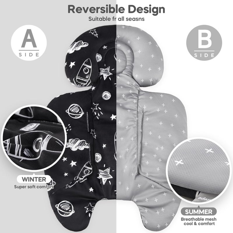 mamatepe إدراج الرضيع متوافق مع 4moms Mamaroo و Graco Swing ومقعد السيارة للرضع وعربة الأطفال وأرجوحة الأطفال الأخرى وهزاز الأطفال ومقعد القفز وسرير الأطفال حديثي الولادة - وسادة دعم الرأس والجسم، تصميم قابل للعكس - Image 5