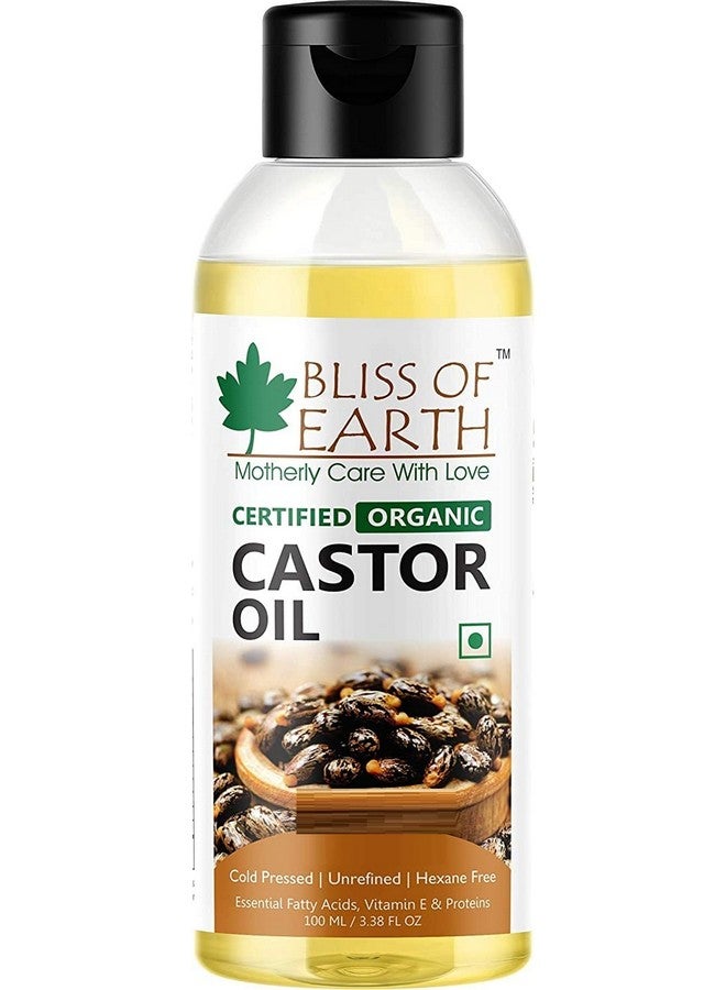 BLISS OF EARTH زيت بذور الخروع العضوي المعصور على البارد لنمو الشعر والبشرة والرموش الكثيفة خالي من الهكسين أراندي تيل 100 مل - Image 1