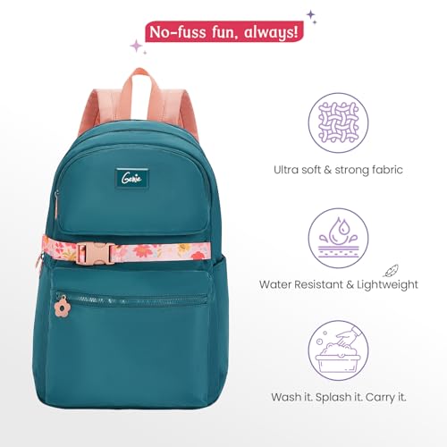 Genie Maple Casual Backpack for Girls |17 In-20 Ltr with Laptop Sleeve, Two Compartments and Trolley Sleeve with Padded Shoulders |Best for Books,Stationery,Lunch Box & Essentials - Dark Green - Image 5