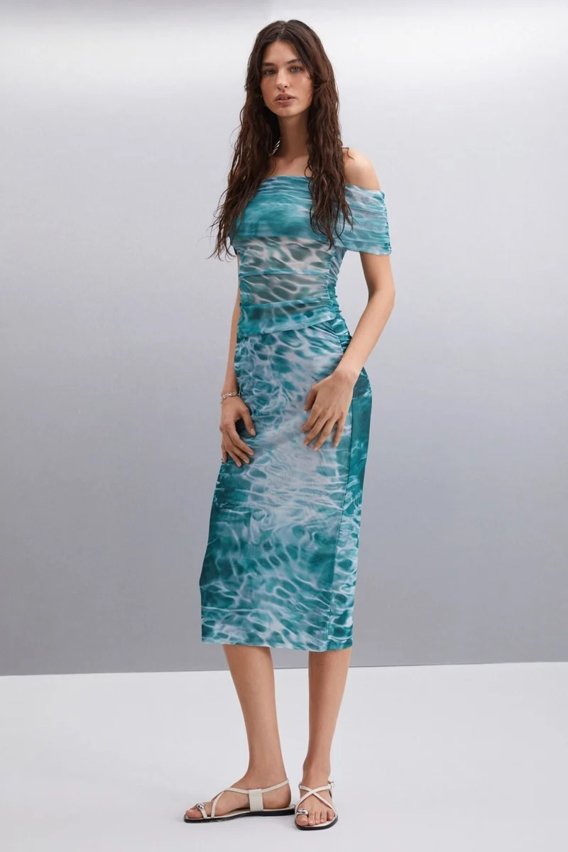 GRIMELANGE JAVIERA Women's 100% Polyester Slim Patterned Skirt