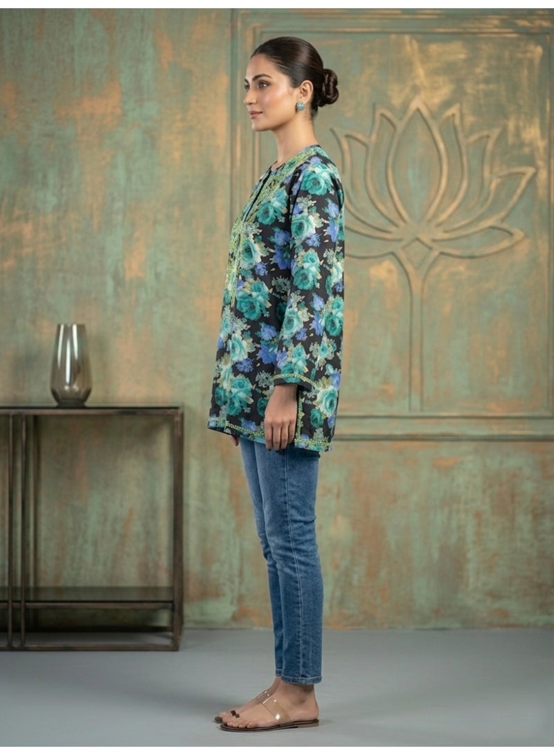 Alaya Hand Embroidered Chikankari Chiffon Kurti-ALFCRK115 - Image 4
