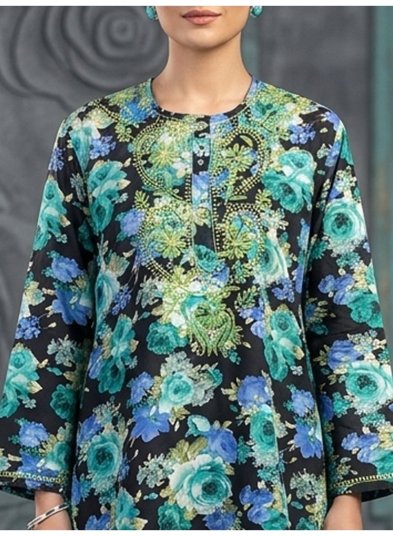 Alaya Hand Embroidered Chikankari Chiffon Kurti-ALFCRK115 - Image 3