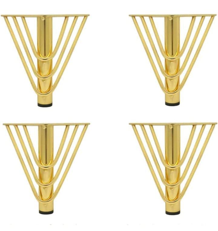 AAKASH DECOR Aakash Dcor 6 Inch Metal Sofa LegsSet of 4 Gold Finish Multipin Durable Replacement Sofa Paya Modern Rustproof Sturdy Furniture Legs for Home Office - Image 1