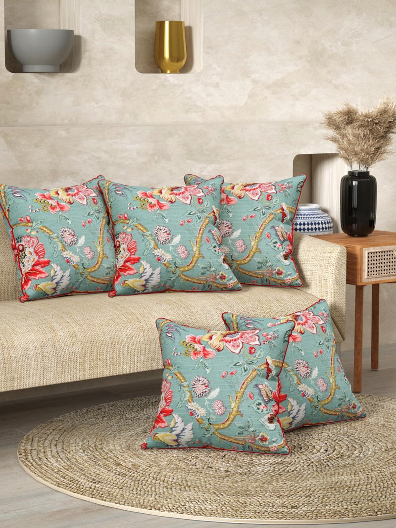 EasyGoods India Premium Cotton Cushion Covers 16x16 Inch | Soft Durable Fabric | Elegant Printed Covers for Sofa & Living Room | Hidden Zipper | Set of 3 - Image 5