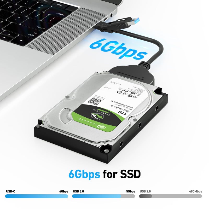 BENFEI SATA to USB Cable, 2in1 USB-C/USB 3.0 to SATA III Hard Driver Adapter Compatible for 2.5 inch HDD and SSD - Image 2