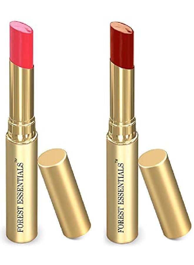 Forest Essentials سيروم شفاه ملون مادو راسا أنار راسا 2.2 غرام مارون (قرمزي بني) & سيروم شفاه ملون مادو راسا جلاب جال 2.2 غرام وردي - Image 2