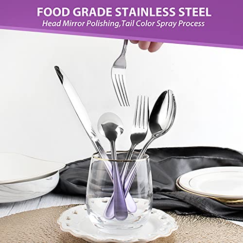 BEGEEL Gradient Purple Silverware set for 4,Stainless Steel Flatware Set,20 Piece Tableware Cutlery Set,Mirror Polished Utensils Sets for Kitchen,Reusable Dinnerware Sets Service for 4,Dishwasher Safe - Image 3