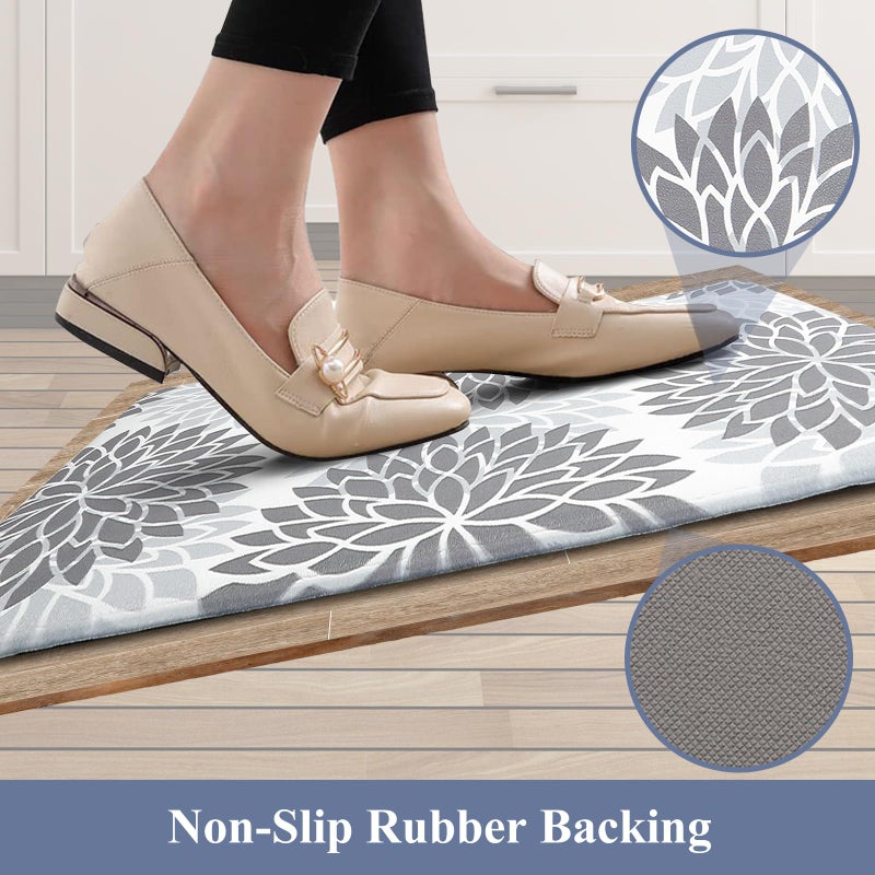 HEBE Anti Fatigue Kitchen Rug Sets 2 Piece Non Slip Kitchen Mats for Floor Cushioned Kitchen Rugs and Mats Waterproof Comfort Standing Mat Runner for Kitchen,Home Office,Sink,Laundry - Image 4