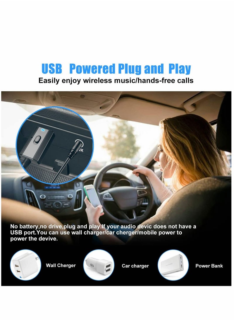 SYOSI - Bluetooth Adapters, Wireless Bluetooth, Bluetooth Receiver, Bluetooth Transmitter, for Car Headphone Home Stereo, for TV PC, 5.0 Music Receiver USB Bluetooth Transmitter Receiver 2 in 1 2 PCS (Black) - Image 1