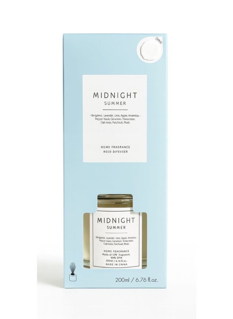Midnight Summer Reed Diffuser 200ml – Long Lasting Home Fragrance with Black Fiber Sticks – Aromatherapy Room Freshener for Living Room, Bedroom & Office - Image 1