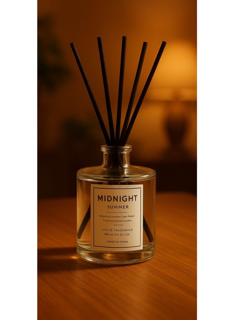 Midnight Summer Reed Diffuser 200ml – Long Lasting Home Fragrance with Black Fiber Sticks – Aromatherapy Room Freshener for Living Room, Bedroom & Office - Image 2