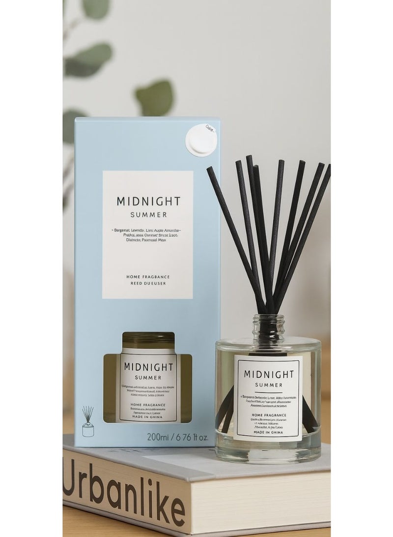 Midnight Summer Reed Diffuser 200ml – Long Lasting Home Fragrance with Black Fiber Sticks – Aromatherapy Room Freshener for Living Room, Bedroom & Office - Image 3