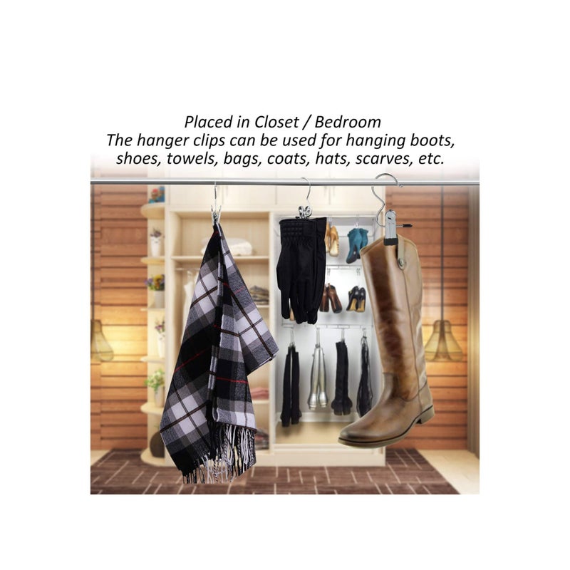 SOLARAE 20 Pcs Laundry Hooks Boot Hanger Hold Clips, Portable Stainless Steel Boot Hangers Hanging Clothes Pins for Closet Travel Home - Image 2