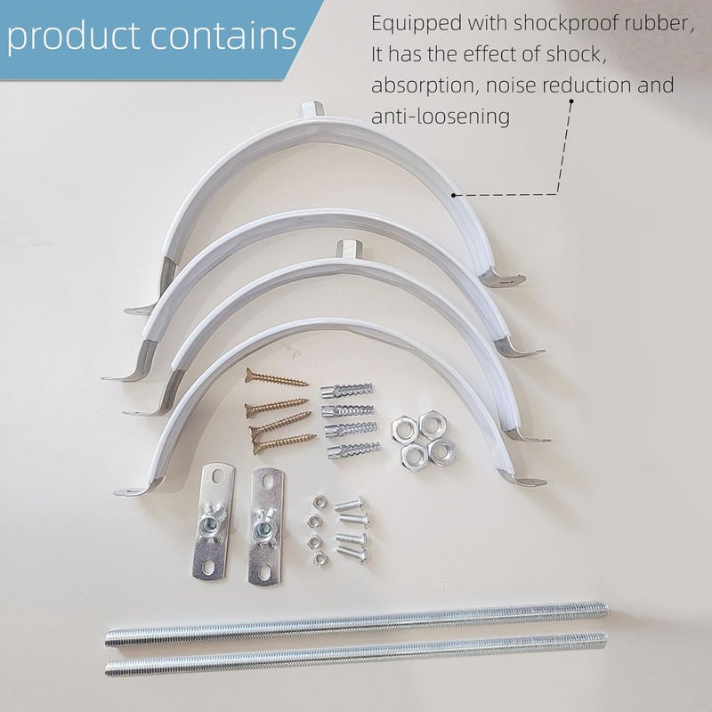longtakeoff 2 Sets 8 Inch Adjustable Pipe Bracket，Heavy Duty Galvanized Iron Stove Pipe Hanger Strap，Wall Support Chimney Pipe Holder，Round Split Ring Vent Conduit Carrier Kit，with All Mounting Screws - Image 2