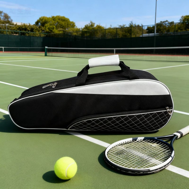 Oxford Cloth Durable Tennis Bag For Men And Women Single Shoulder Hand Held Badminton Bag Black And Orange - Image 2