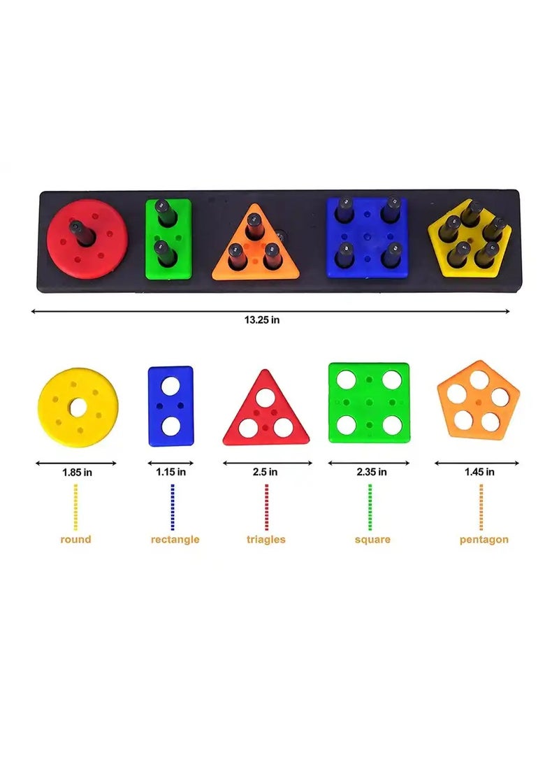 Fablue Geometric Shape Sorting & Stacking Blocks - Educational Learning Puzzle Toy for Kids - Image 4