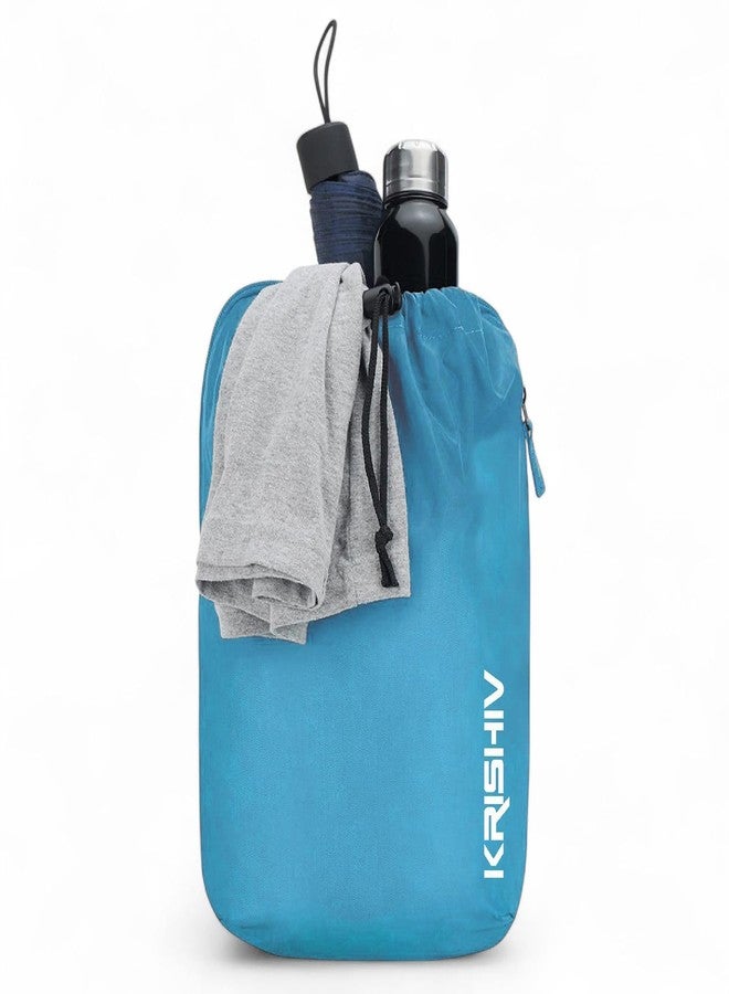 Krishiv Drawstring Backpack, Black, Premium Polyester, Water Resistant, Padded Shoulder Straps, Front Easy Access Pocket, Lightweight Daypack (Sea Blue) - Image 2