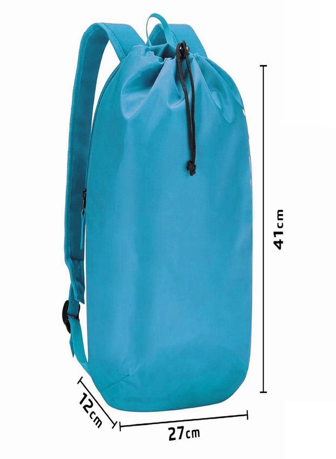 Krishiv Drawstring Backpack, Black, Premium Polyester, Water Resistant, Padded Shoulder Straps, Front Easy Access Pocket, Lightweight Daypack (Sea Blue) - Image 3