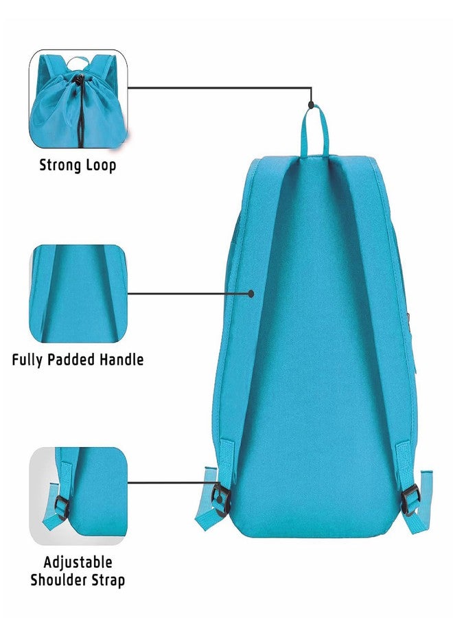 Krishiv Drawstring Backpack, Black, Premium Polyester, Water Resistant, Padded Shoulder Straps, Front Easy Access Pocket, Lightweight Daypack (Sea Blue) - Image 5