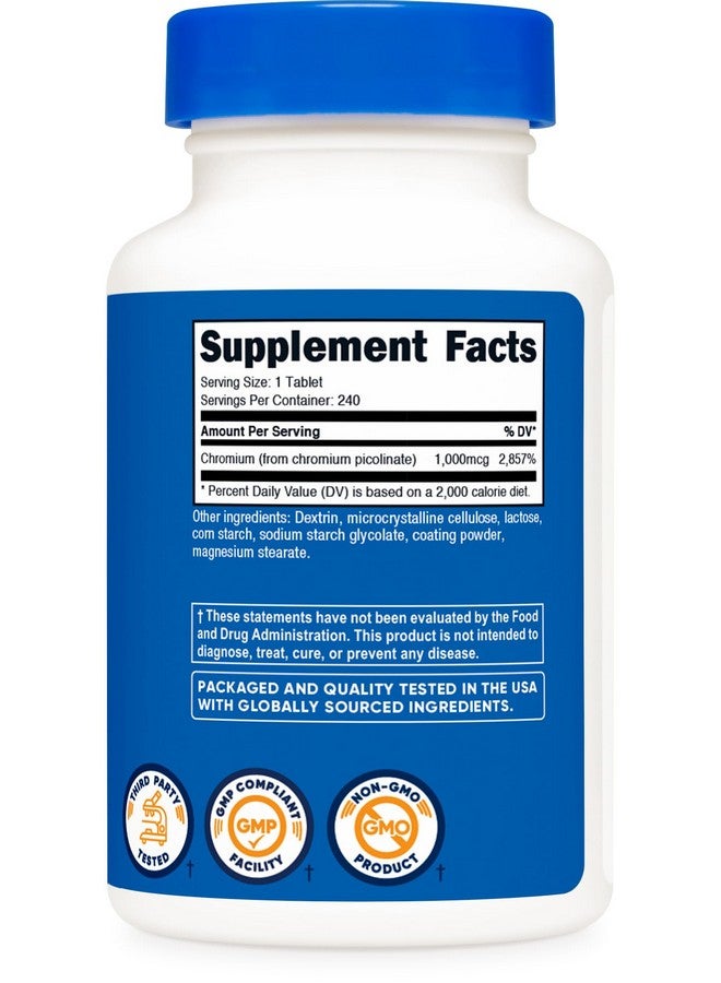 Nutricost Chromium 1000mcg, 240 Tablets - Gluten Free, Non-GMO - Image 5