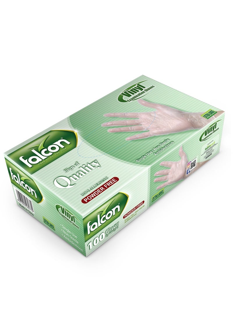 Falcon VINYL GLOVES (XL) POWDER FREE-1000 PC  - Image 2