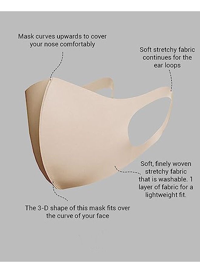 Generic 10 Pcs Ice silk Cotton Breathable Mask, Fashion Two-tone Washable Fabric Unisex Summer Face Mask (Bean paste color and beige)  - Image 3