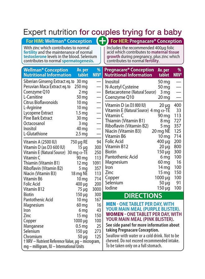 Vitabiotics Pregnacare Conception Him And Her - 60 Tablets - Image 3