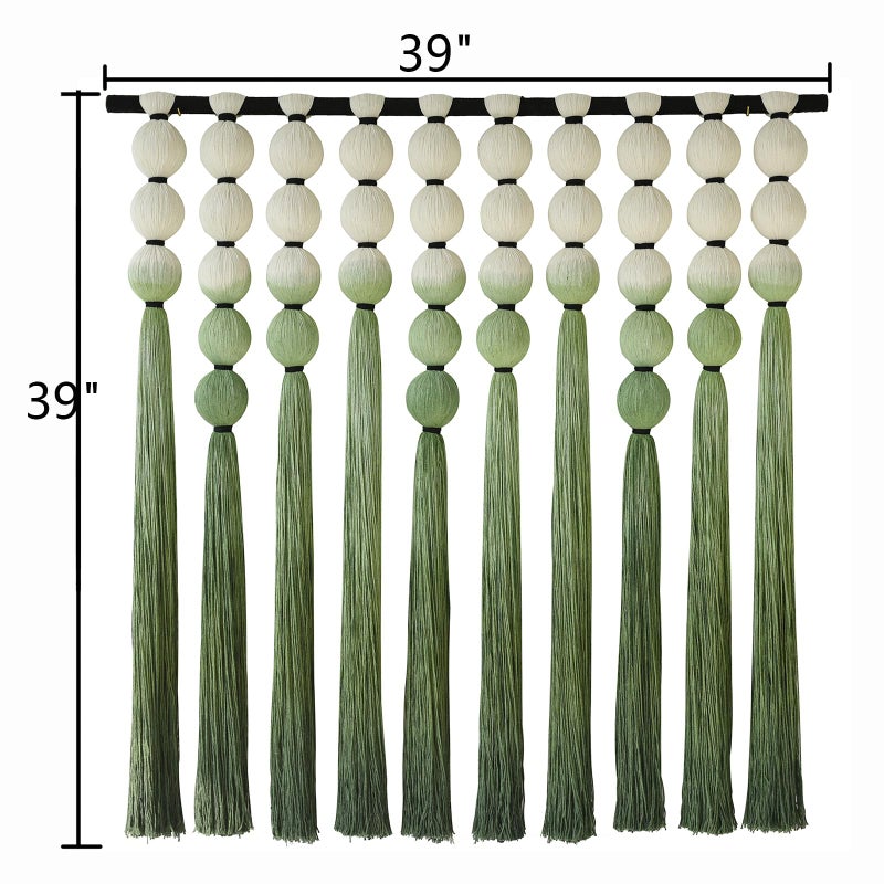 IOWER MacramÃ© Wall Hanging Macrame Wall Decor Green Dip Dye 39" Wx39 L Sphericity Cotton Textile Wall Art Large Art Yarn Wall Hanging For Living Room Wedding - Image 5