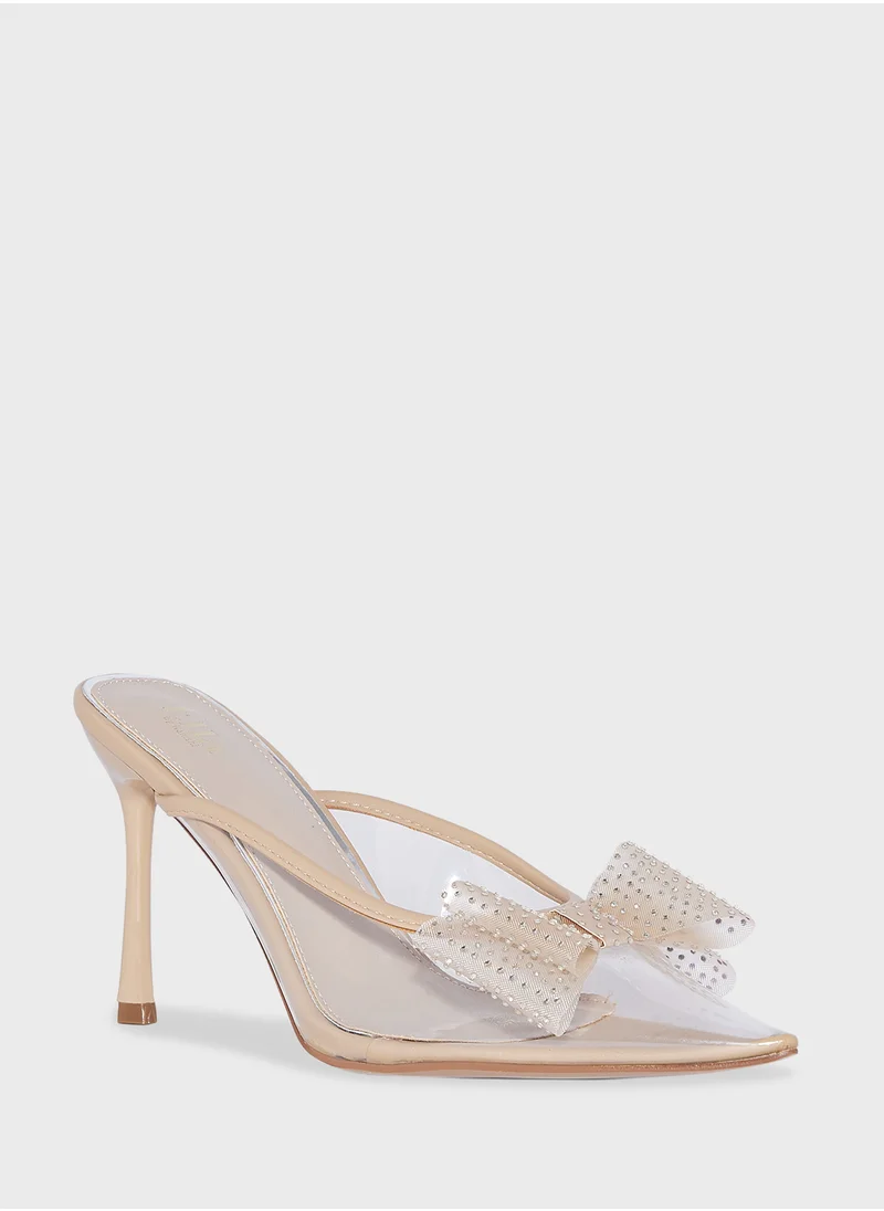 ELLA Bow Detail Clear Pointy Pump