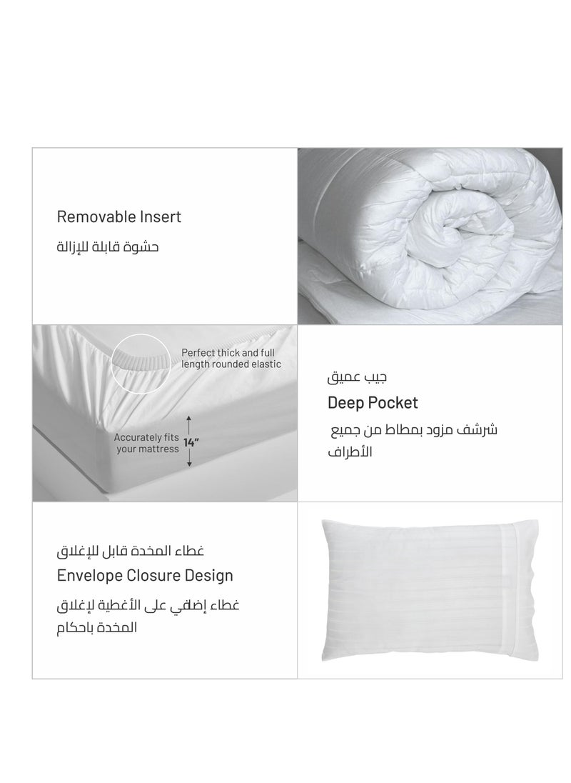 4-Piece Single Size Comforter Set with Removable Filler Off White & Stonewall