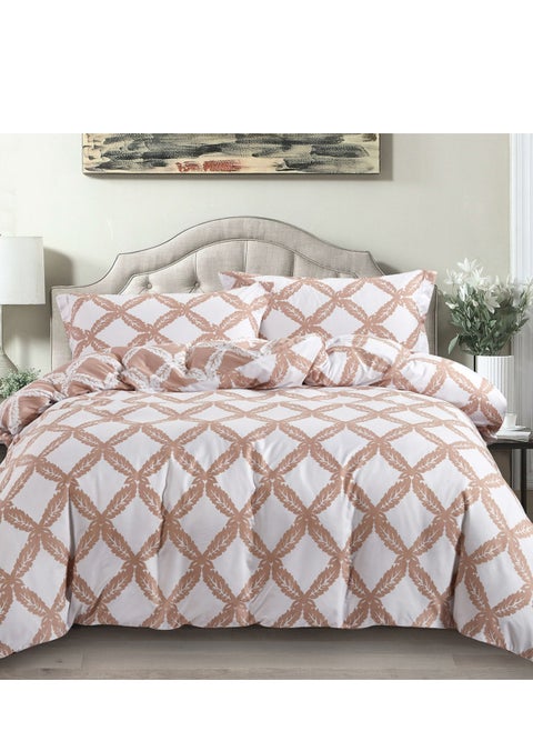 4-Piece Single Size Comforter Set with Removable Filler Off White & Stonewall