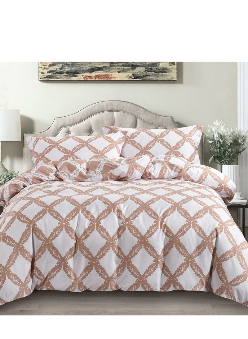4-Piece Single Size Comforter Set with Removable Filler Off White & Stonewall