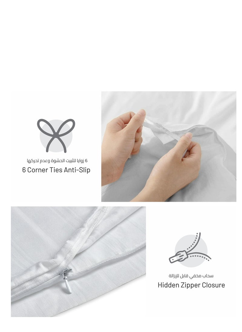 4-Piece Single Size Comforter Set with Removable Filler Off White & Stonewall