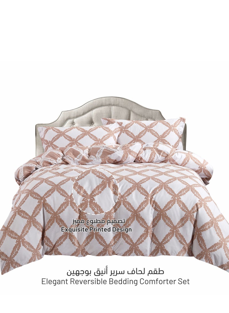 4-Piece Single Size Comforter Set with Removable Filler Off White & Stonewall