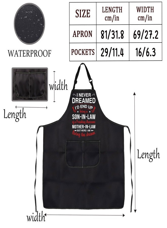 MNIGIU Funny Sons Gifts I Never Dreamed I'd End Up Being A Son In Law Of A Freaking Awesome Mother Son In Law Cooking Apron - Image 2