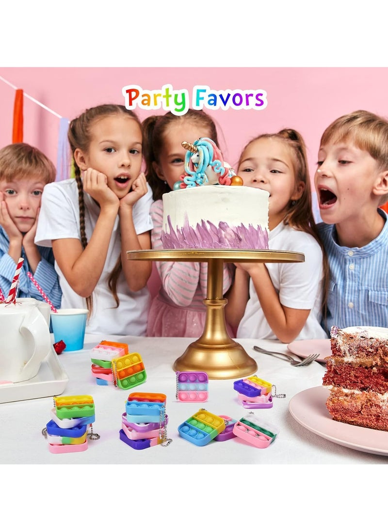 CMGTYYD 30 Pack Mini Pop Fidget Keychain, Kids Party Favors Fidget Toys Bulk, Its Birthday Party Favors for Kids 4+ Year Small Kid, Classroom Prizes Fidgets It Bubbles Poppers  - Image 5