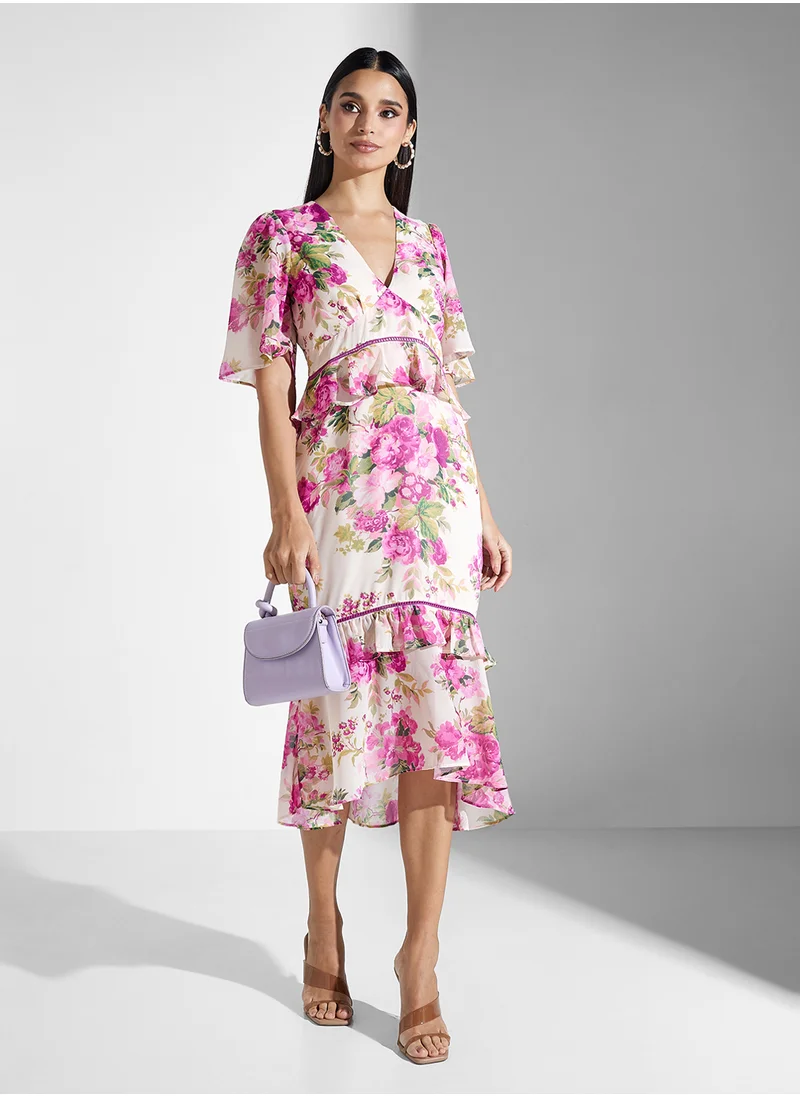 Hope & Ivy Peplum Waist Midi Pencil Dress