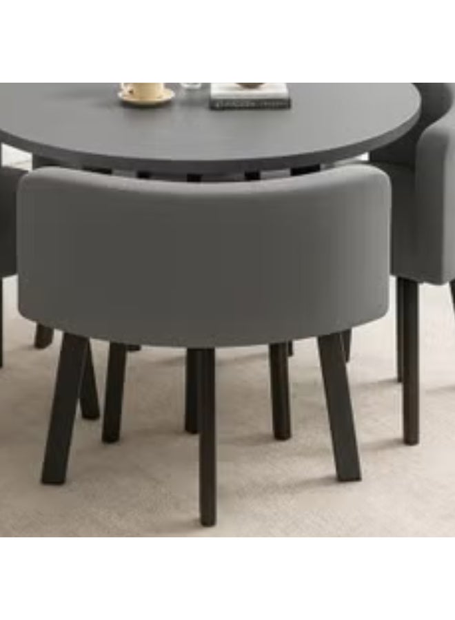 Harmony Home 5-Piece Round Dining Table Set – Dining Room Furniture with 4 Upholstered Chairs and 1 table   (Grey) - Image 3