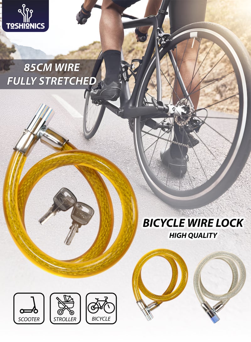 Toshionics قفل دراجة ثقيل 16 مم × 85 سم مع مفتاح T114636 كابل فولاذي مضاد للسرقة مع طلاء PVC - Image 1