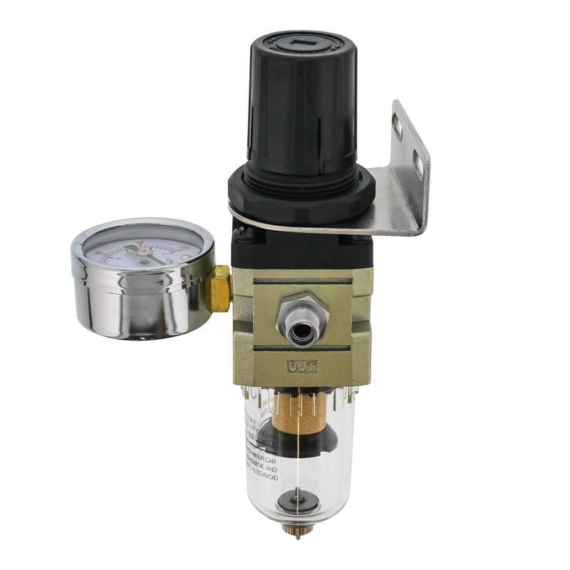 Master Airbrush Heavy Duty Diaphragm Mini Pressure Regulator with Gauge and Water Trap Filter - Moisture Trap for Airbrush Air Compressor with Precision Control and Easy Drain Valve - Image 1