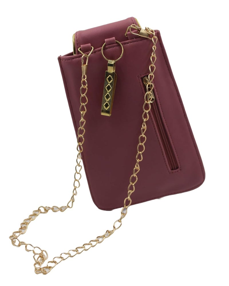 Tickles Fancy Artificial Vegan Leather Mobile Pouch with Waist Clip Saree Hook for Women Girls (Suitable for Mobile Sizes: Below 6.5 Inches; Color: Pink) - Image 5