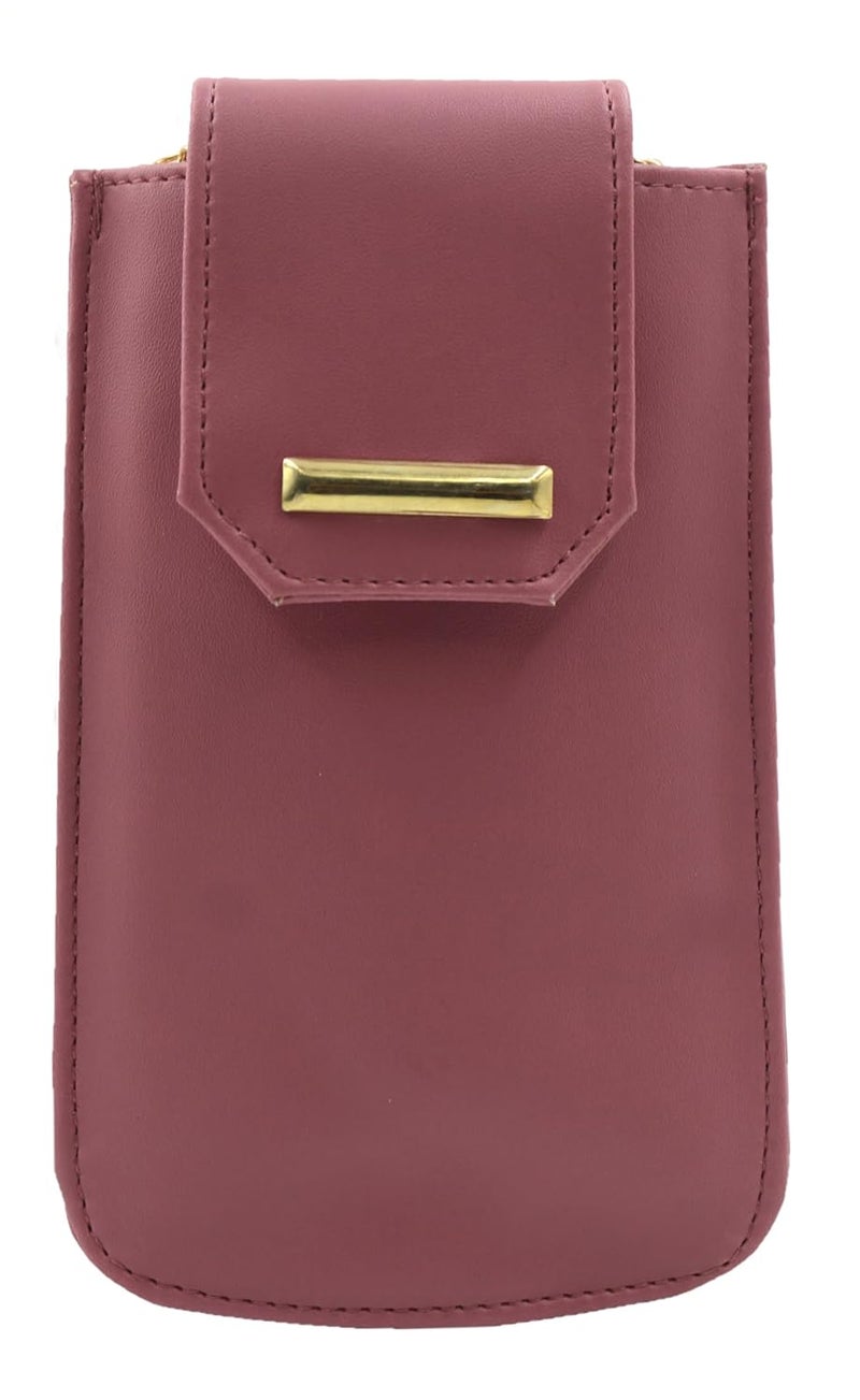 Tickles Fancy Artificial Vegan Leather Mobile Pouch with Waist Clip Saree Hook for Women Girls (Suitable for Mobile Sizes: Below 6.5 Inches; Color: Pink) - Image 1