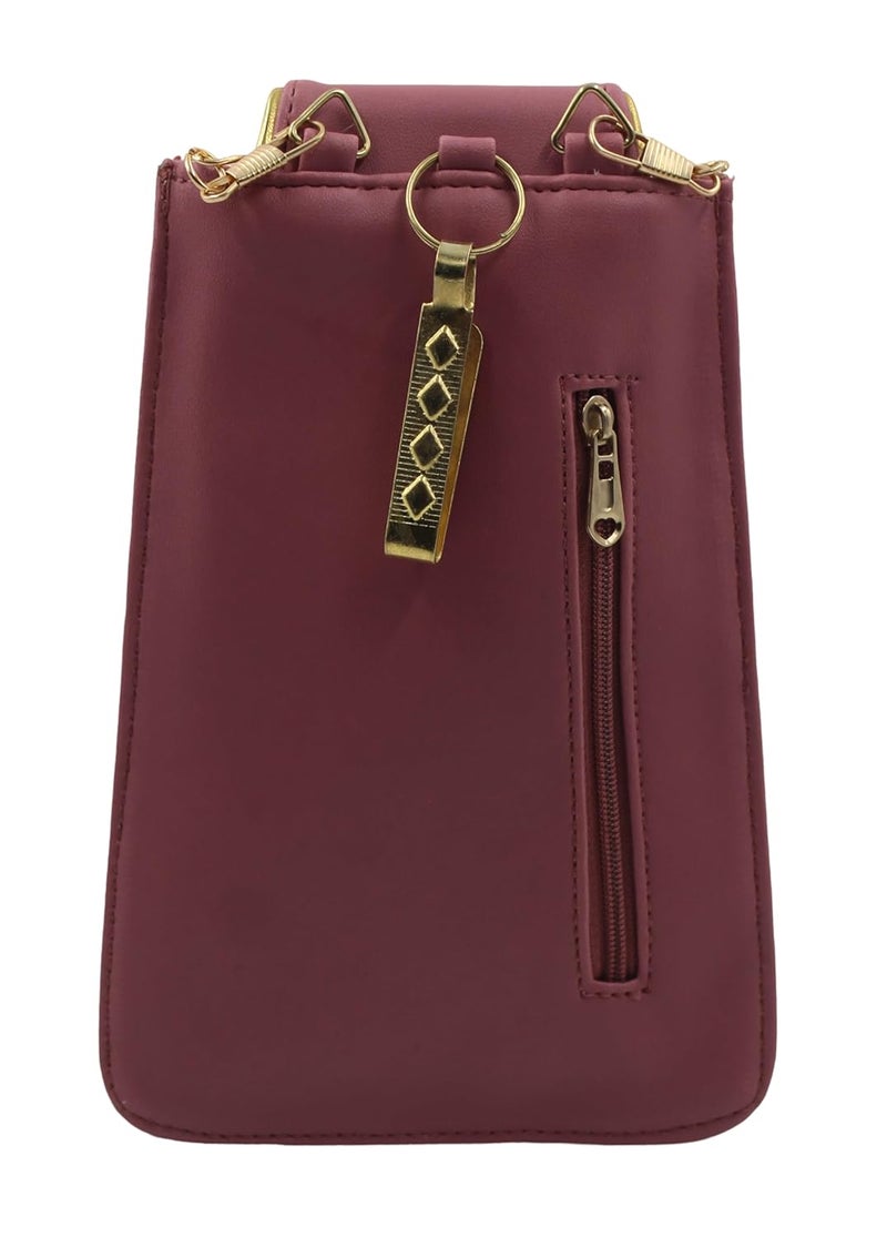 Tickles Fancy Artificial Vegan Leather Mobile Pouch with Waist Clip Saree Hook for Women Girls (Suitable for Mobile Sizes: Below 6.5 Inches; Color: Pink) - Image 3